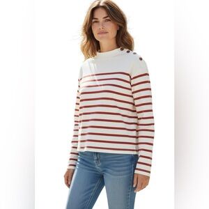 Garnet Hill organic cotton boxy casual striped shirt